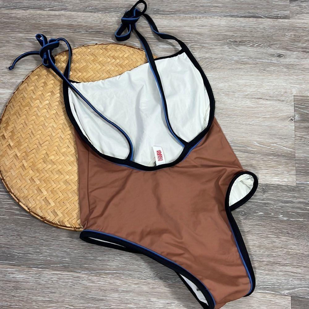 SOLID & STRIPED Orange One-Piece Swimsuit with Blue Trim - Picture 4 of 4